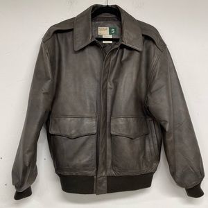Wear Guard Dark Brown Leather Mens Bomber Jacket S